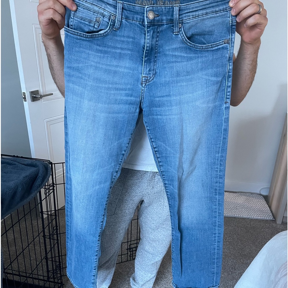 Lightly worn mens blue jeans